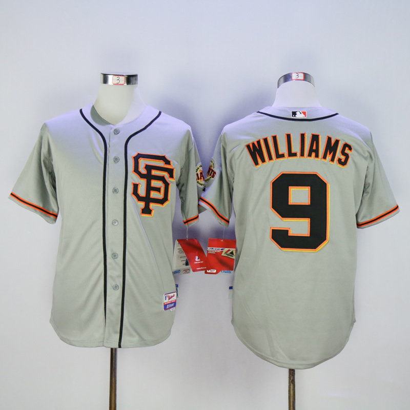 Men San Francisco Giants #9 Williams Grey Throwback MLB Jerseys